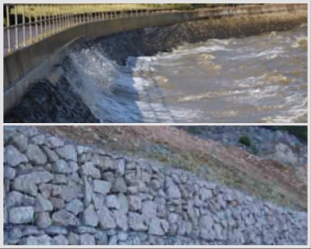 Sea walls and gabions